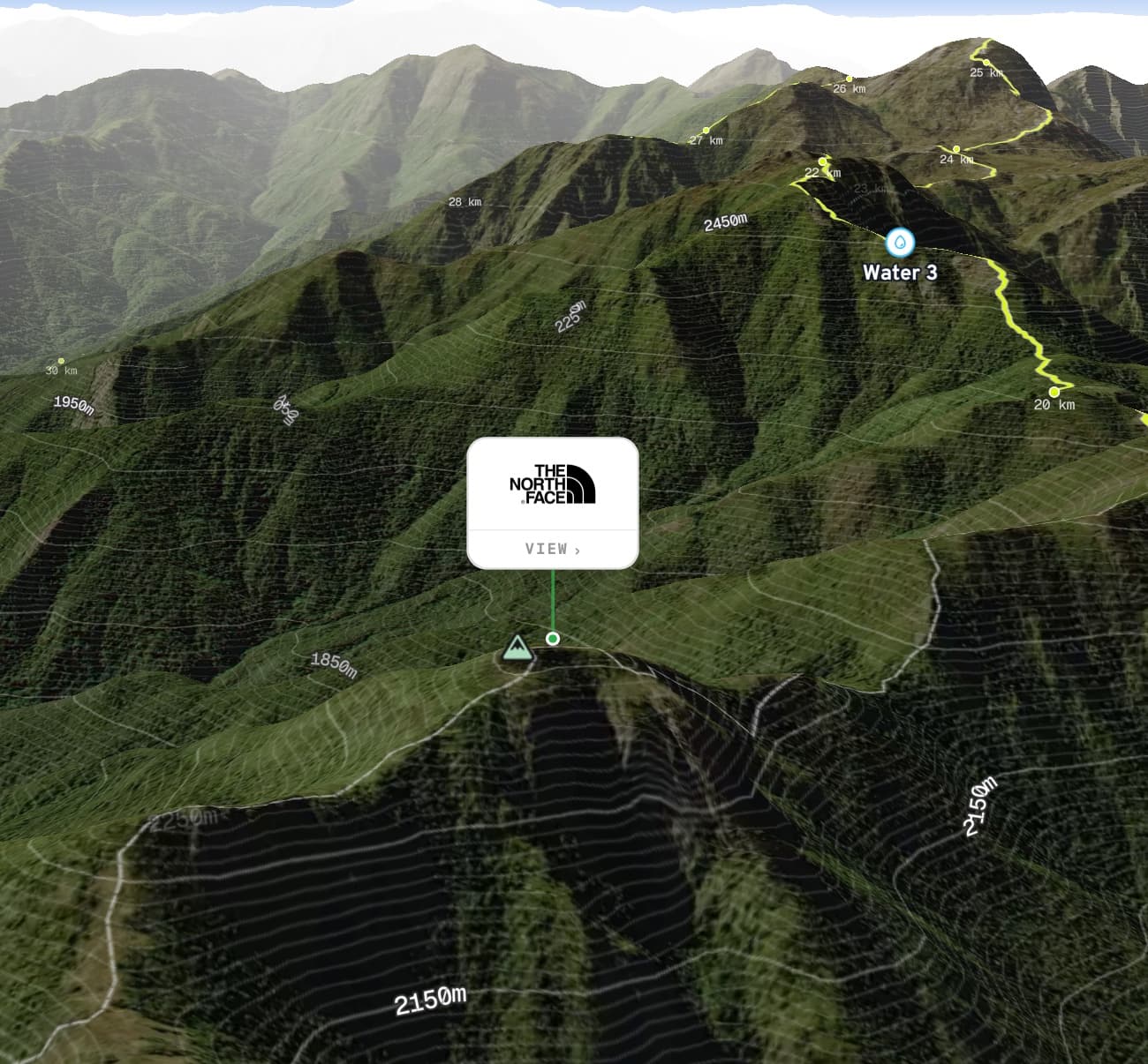 A North Face sponsor placement integrated into a Terranaut race course map